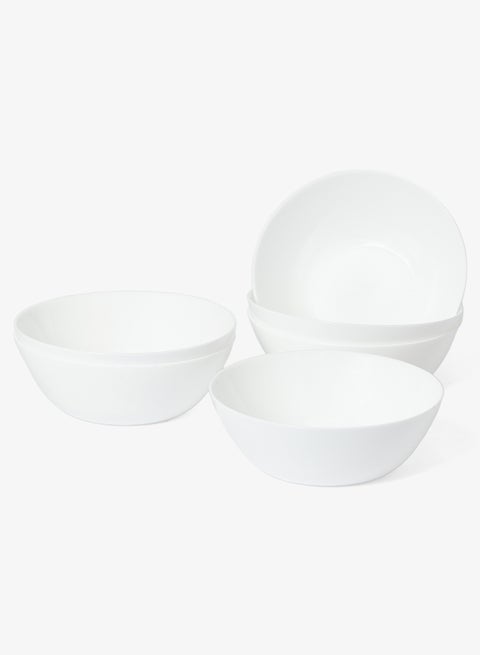 Set of 6 White Opal Glass Cereal and Soup Bowl, Dishwasher & Microwave Safe Round Bowls for Cereal, Soup, Salad and Rice